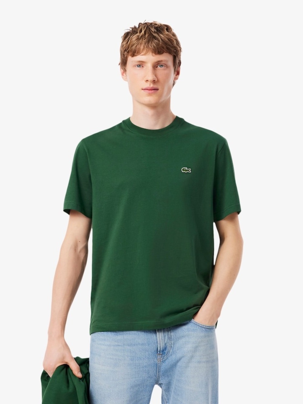 Lacoste Men’s 4XL Green Crewneck T-Shirt Pima Cotton Regular Fit Crocodile